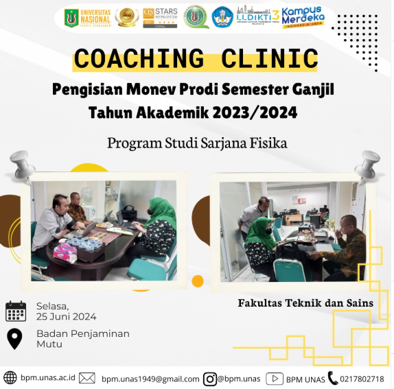 Coaching Clinic UPM Fakultas Teknik dan Sains terkait Pengisian Monev Prodi Semester Ganjil Tahun Akademik 2023/2024 Program Studi Sarjana Fisika