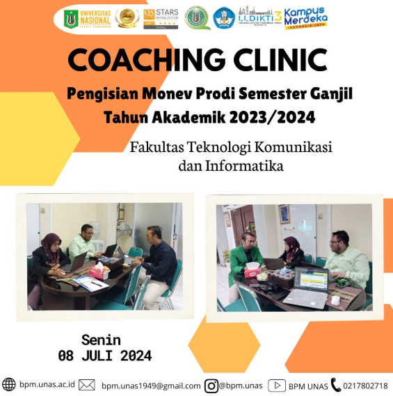 Coaching Clinic UPM terkait Pengisian Monev Prodi Semester Ganjil Tahun Akademik 2023/2024  Fakultas Teknologi Komunikasi dan Informatika