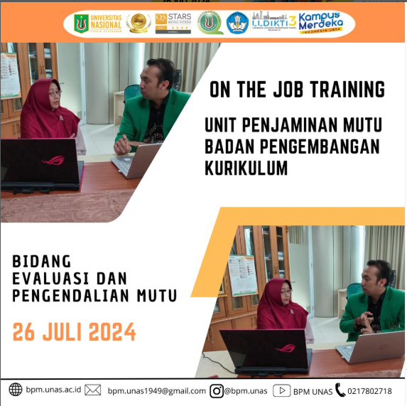 On the Job Training Anggota UPM Badan Penjaminan Mutu – Bidang Evaluasi dan Pengendalian Mutu