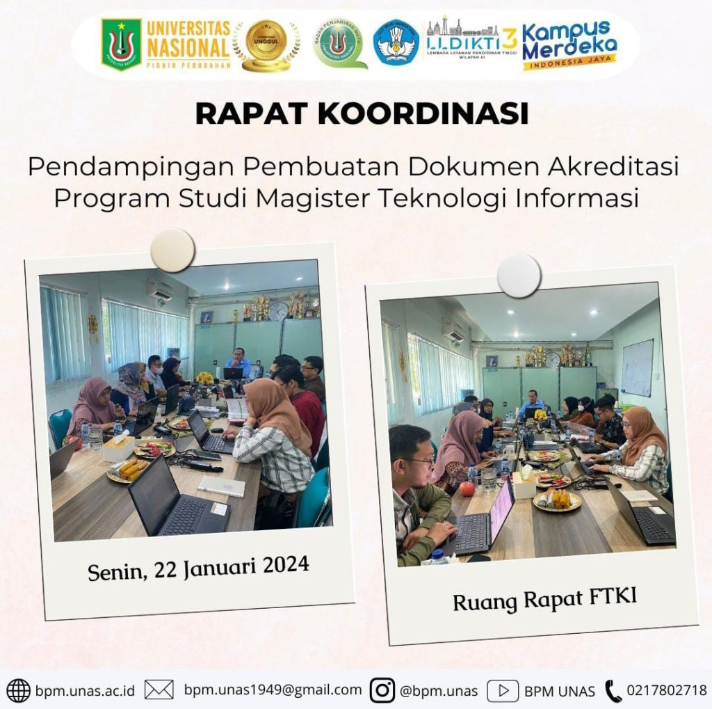 Rapat Koordinasi Pendampingan Pembuatan Dokumen Akreditasi Prodi Magister Teknologi Informasi