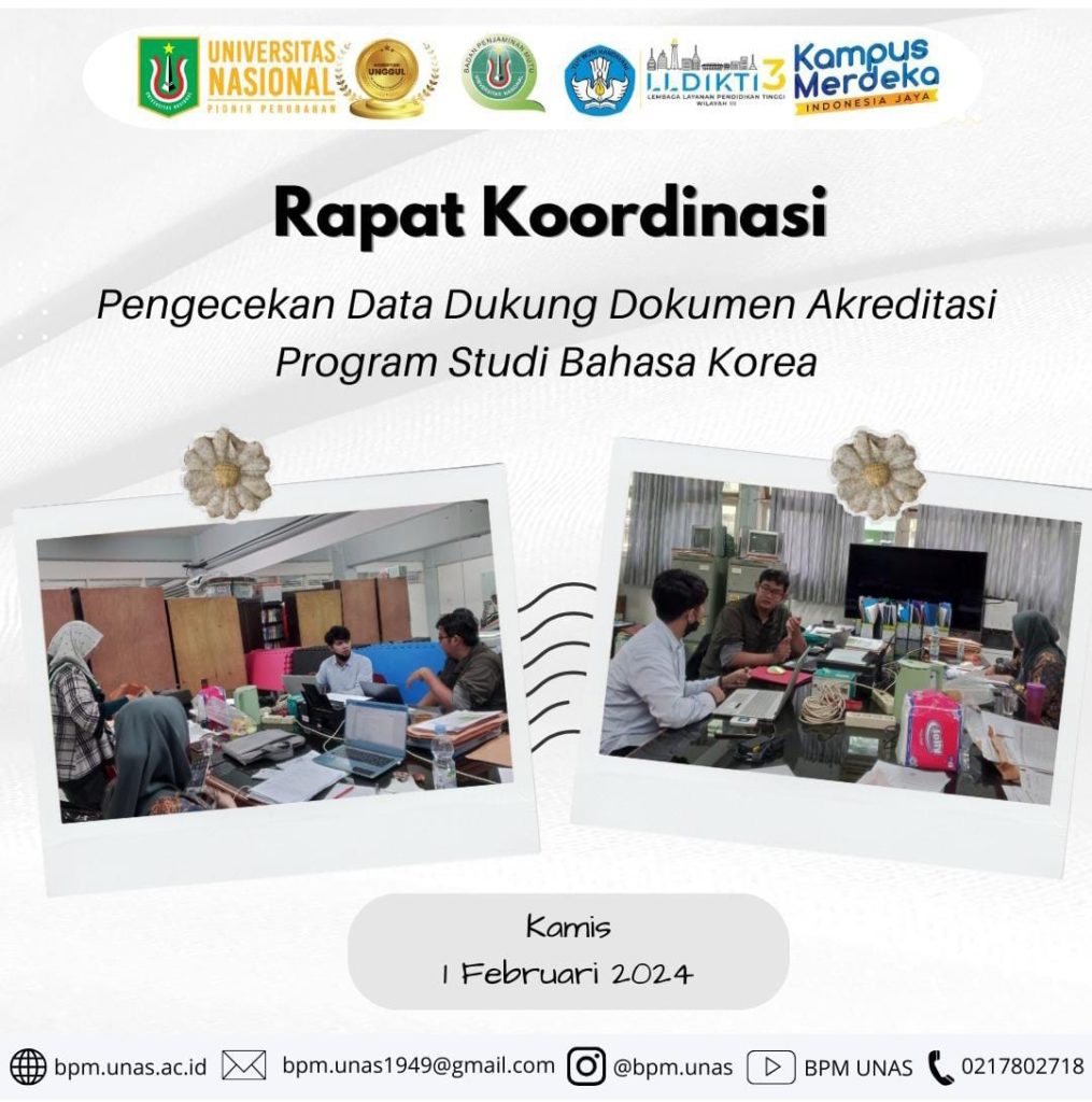 Rapat Koordinasi Pengecekan Data Dukung Dokumen Akreditasi Program Studi Bahasa Korea