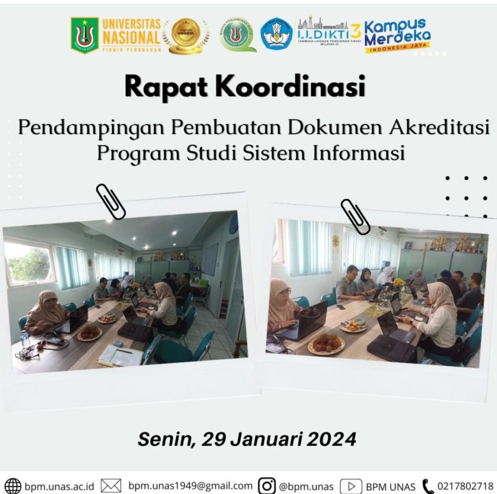 Rapat Koordinasi Pendampingan Pembuatan Dokumen Akreditasi Prodi Sistem Informasi