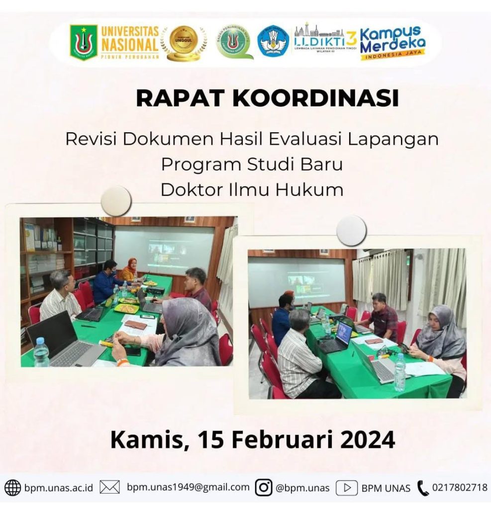 Rapat Koordinasi Revisi Dokumen Hasil Evaluasi Lapangan Program Studi Baru Doktor Ilmu Hukum